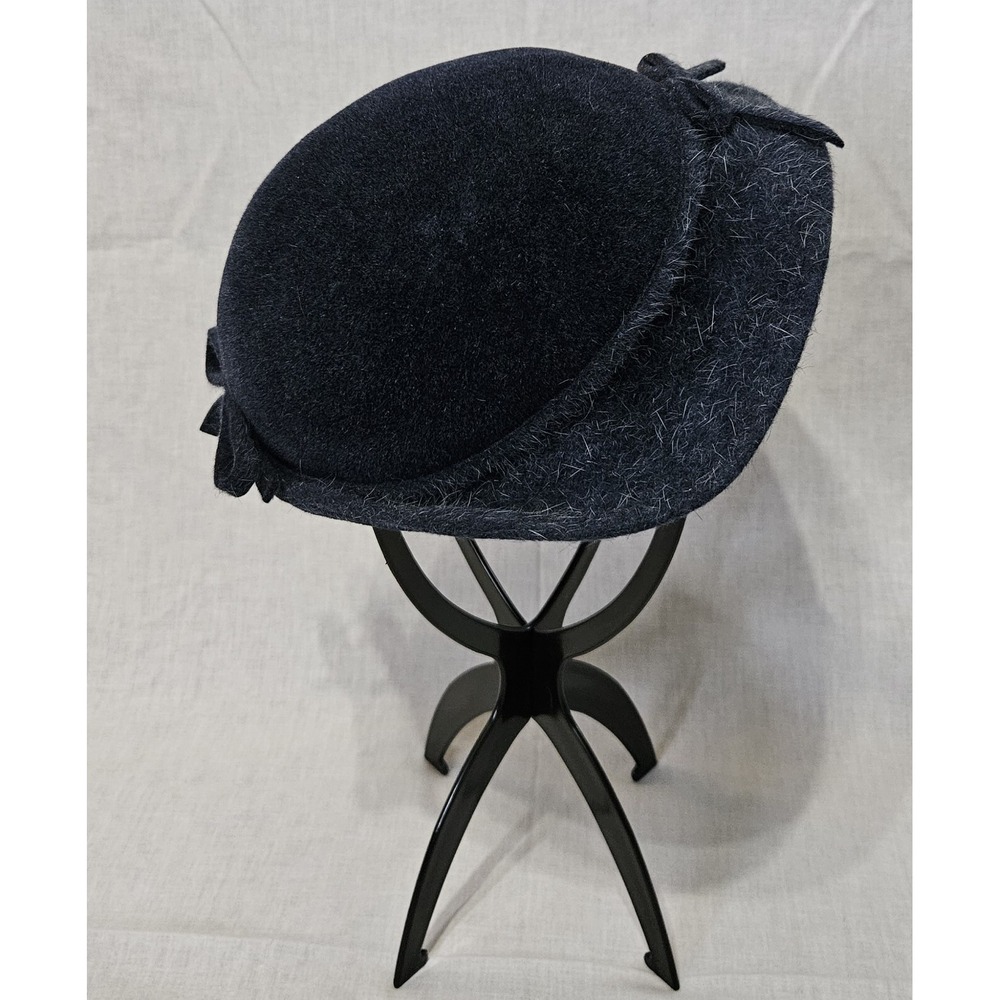 Vintage 50s Navy Wool Felt Structured Hat O'Neil's Akron - Picture 3 of 5